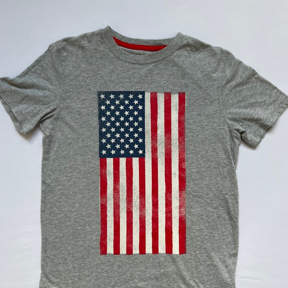 Boys Size XL soft grey GapKids American Flag tee